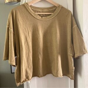 Free People Movement Inspire Tee Boxy Cropped Dark Gold Size M